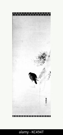 Crow sur un arbre, de la période Edo (1615-1868), le Japon, la pendaison ; faites défiler l'encre sur papier, 41 x 15 1/2 in. (104,1 x 39,4 cm), Peintures Banque D'Images