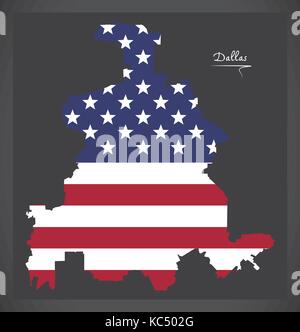 Dallas Texas plan avec american national flag illustration Illustration de Vecteur