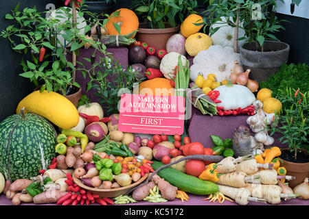 Les légumes et les fruits avec un premier prix à l'automne de Malvern, Worcestershire, Royaume-Uni Afficher Banque D'Images