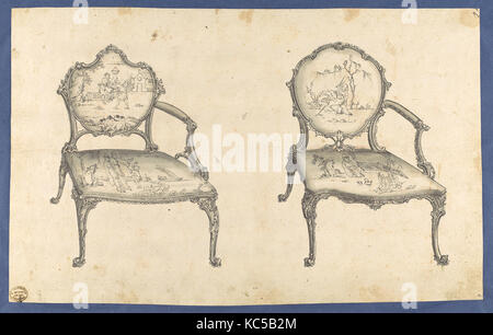 Deux présidents français, dans Chippendale Dessins, Vol. I, Thomas Chippendale, ca. 1753-54 Banque D'Images