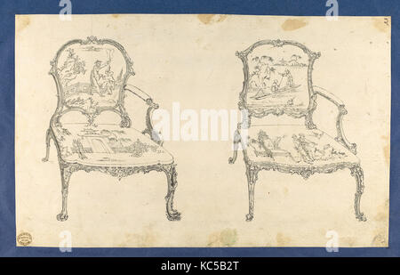 Deux présidents français, dans Chippendale Dessins, Vol. I, Thomas Chippendale, ca. 1753-54 Banque D'Images