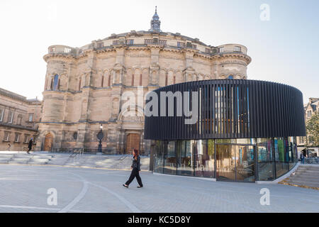 McEwan Hall, Edinburgh University hall diplôme montrant nouveau verre entrace, Édimbourg, Écosse, Royaume-Uni Banque D'Images