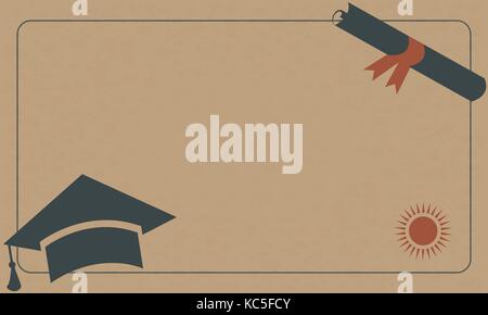 Diplôme et cap sur papier fond. style rétro. à partir de la collection rétro de leur diplôme. vector illustration. Illustration de Vecteur