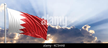 Bahreïn waving flag sur ciel bleu. 3d illustration Banque D'Images