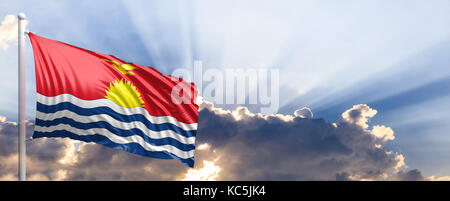 Kiribati waving flag sur ciel bleu. 3d illustration Banque D'Images