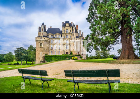 La France, dans le Maine-et-Loire, Pays de la Loire, Brissac-Quincé, vue du château de Brissac, avec en tout 7 histoires, le plus grand château dans le Banque D'Images