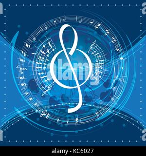 Arrière-plan de la musique avec clé de sol décoratif, vector illustration Illustration de Vecteur