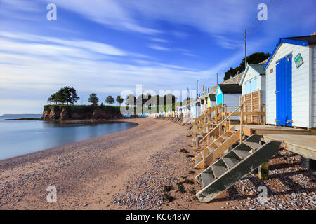 Cabines de plage à la plage de Livermead house (Torquay) Banque D'Images