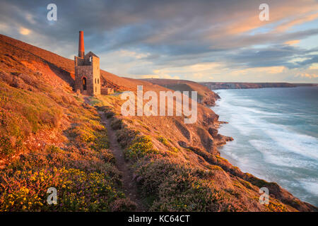 Wheal Coates près de St Agnes en Cornouailles. Banque D'Images