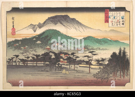 近江八景之内 三井晩鐘 Vesper, cloches de Temple Mii, Utagawa Hiroshige, ca. 1832 Banque D'Images