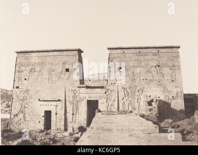 Ile de Philae (Fîleh), premier pylône - Vue prise de la Plate-Forme de la Colonnade Orientale en P, Félix Teynard, 1851-52, l'impression Banque D'Images