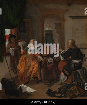 Une partie musicale, 1659, huile sur toile, 24 1/2 x 21 3/8 in. (62,2 x 54,3 cm), peintures, Gabriël Metsu (Néerlandais, Leiden 1629-1667 Banque D'Images