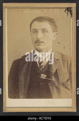 Schouppe. Placide. (Dit Ricken, Franz). 31 ans, né à Dickenvenne (Belgique). Mécanicien. Vol., Alphonse Bertillon, 1889 Banque D'Images