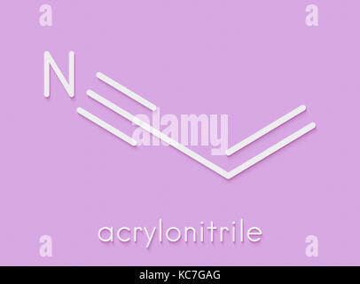 La molécule d'acrylonitrile, polyacrylonitrile (PAN) et plastique ABS (acrylonitrile butadiène styrène) building block. formule topologique. Banque D'Images