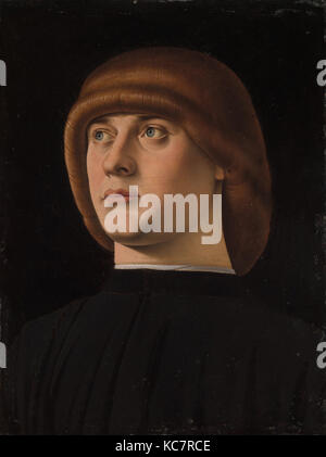 Portrait d'un jeune homme, 1480, huile sur bois, 11 x 8 1/4 in. (27,9 x 21 cm), peintures, Jacometto Veneziano (Jacometto (Italien) Banque D'Images