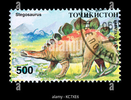 Le Tadjikistan de timbre-poste représentant un stégosaure Banque D'Images