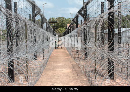 L'île de Phu Quoc, Vietnam - janvier 2014 : l'intérieur de la prison de cocotier, le musée de la guerre du Vietnam sur l'île de Phu Quoc au Vietnam Banque D'Images