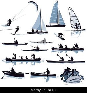Différents sports nautiques illustration Illustration de Vecteur