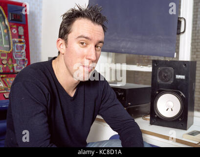 Christian O'Connell dj radio et comédien et auteur, photographiés à l'xfm bureau à Londres, Angleterre, Royaume-Uni. Banque D'Images