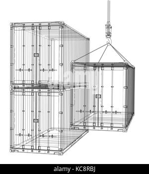 Conteneur en fil de style. Illustration de Vecteur