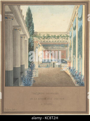 Triclinium, creusées dans la chambre d'Actéon, Pompéi, Chalres Frédéric Chassériau, ca. 1824 Banque D'Images