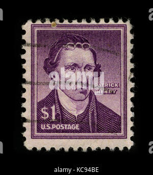 USA - VERS 1930 : un timbre imprimé aux USA montre le portrait de Patrick Henry (29 mai 1736 - 6 juin 1799) a servi de 1er et 6ème gouvernent post-colonial Banque D'Images