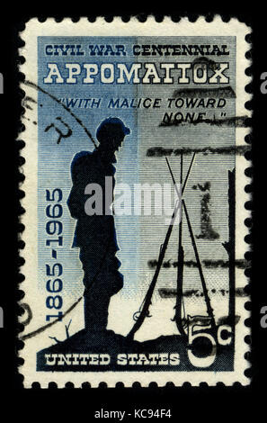 Usa - vers 1965 : timbre imprimé aux États-Unis montre image de la dédié à la guerre civile 1865-1965 centenaire vers 1965. Banque D'Images