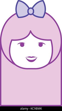Petite tête de poupée japonaise caractère kawaii Illustration de Vecteur