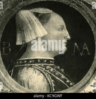 Portrait de Bianca Maria Visconti, épouse de Francesco Sforza, fresques de Bernardino Luini Banque D'Images