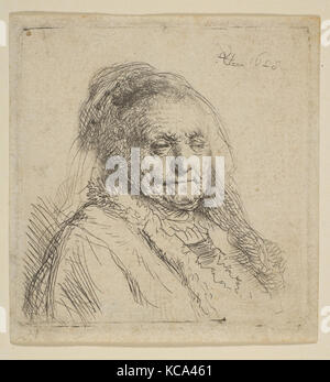 Mère de l'artiste : Tête et buste de trois quarts à droite, Rembrandt, 1628 Banque D'Images