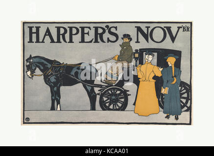 Harper : Novembre, 1898, lithographie, feuille : 11 1/2 × 18 5/8 po. (29,2 × 47,3 cm), Edward Penfield (Américain, Brooklyn, New York Banque D'Images