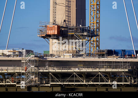 QUEENSFERRY BRIDGE, Écosse, Royaume-Uni - 05 NOVEMBRE 2016 : Construction du nouveau pont sur la rivière de Queensferry de suite, l'Écosse.UK. Banque D'Images