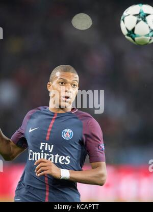 Paris, Frankreich. 27 septembre 2017. Kylian MBAPPE (Paris), Aktion, Ligue des Champions de Fussball, Vorrunde 2. Spieltag, Gruppe B, Paris réunis Germain - FC Bayern Munich (M) 3:0, AM 27.09.2017 in Paris/ Frankreich. |utilisation dans le monde entier crédit : dpa/Alamy Live News Banque D'Images