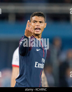 Thiago Silva (Paris) geste, geste. Ligue des champions de Fussball, Vorrunde 2. Spieltag, Gruppe B, Paris réunis Germain - FC Bayern Munich (M) 3:0, AM 27.09.2017 in Paris/ Frankreich. |utilisation dans le monde entier Banque D'Images