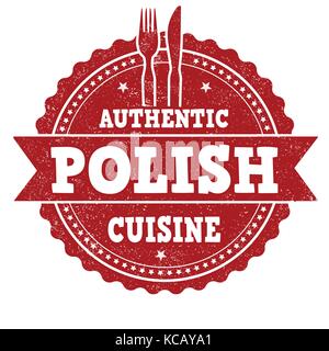 Une cuisine polonaise authentique grunge tampons sur fond blanc, vector illustration Illustration de Vecteur