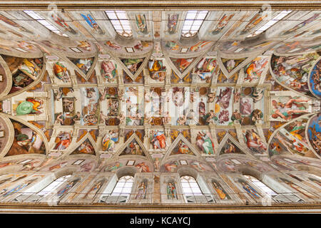 Plafond de la chapelle Sixtine au Vatican à Rome. Banque D'Images