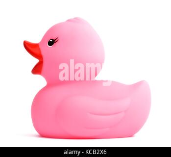 L'heure du bain rose un canard aux lèvres rouge Banque D'Images