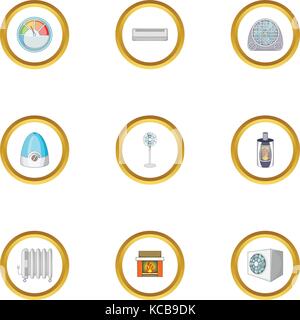Convecteur chauffage icons set, cartoon style Illustration de Vecteur