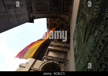 Pavillon belge dans le célèbre arc de triomphe dans le parc du cinquantenaire close-up. Banque D'Images