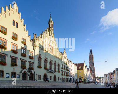 Hôtel de ville (Rathaus), Landshut, Niederbayern, Basse Bavière, Bade-Wurtemberg, Bavière, Allemagne Banque D'Images