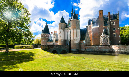 Châteaux romantiques de la vallée de la loire - france château du moulin. Banque D'Images