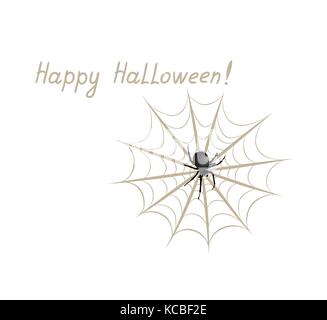 Happy Halloween carte de souhaits avec spider et web. vacances d'arrière-plan Illustration de Vecteur