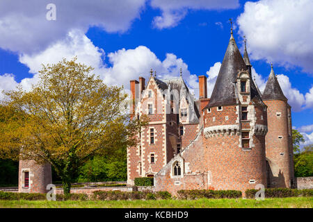 Châteaux romantiques de la vallée de la loire - france château du moulin. Banque D'Images