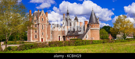 Châteaux romantiques de la vallée de la loire - france château du moulin. Banque D'Images