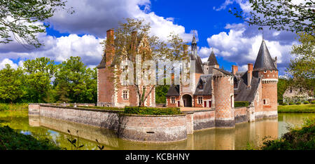 Châteaux romantiques de la vallée de la loire - france château du moulin. Banque D'Images