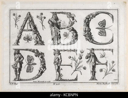 Dessins et estampes, Print, décoré de l'alphabet romain, éditeur, artiste, Martin Engelbrecht, Jeremias Wachsmuth, Allemand Banque D'Images