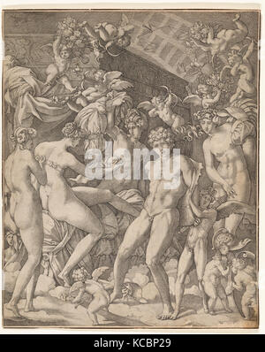 Dessins et estampes, Print, Vénus et Mars avec cupidon et les Trois Grâces, autrefois attribués à, Giovanni Jacopo Caraglio Banque D'Images