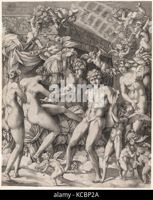 Dessins et estampes, Print, Vénus et Mars avec cupidon et les Trois Grâces, autrefois attribués à, Giovanni Jacopo Caraglio Banque D'Images