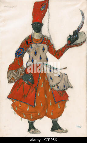 Dessins et gravures, dessin, conception de costumes pour un eunuque dans Shéhérazade, artiste, Léon Bakst, russe, Minsk 1866-Paris 1924 Banque D'Images