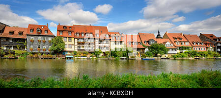 Rangée de maisons, klein-venezia, à côté de la rivière Pegnitz, Bamberg, Haute-Franconie, Bavière, Allemagne Banque D'Images